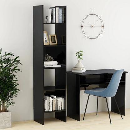 Libreria Nero Lucido 40x35x180 cm in Legno Multistrato