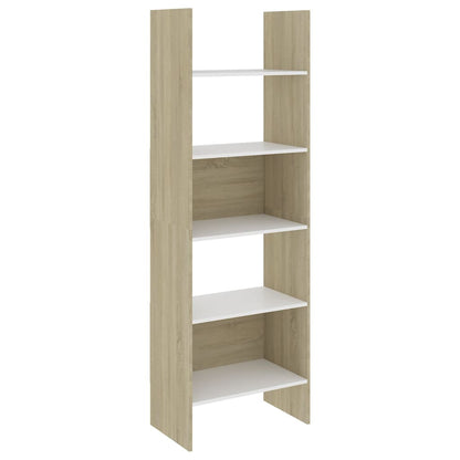 Libreria Bianca e Rovere Sonoma 60x35x180 cm Legno Multistrato