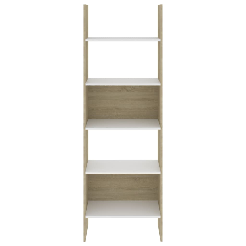 Libreria Bianca e Rovere Sonoma 60x35x180 cm Legno Multistrato