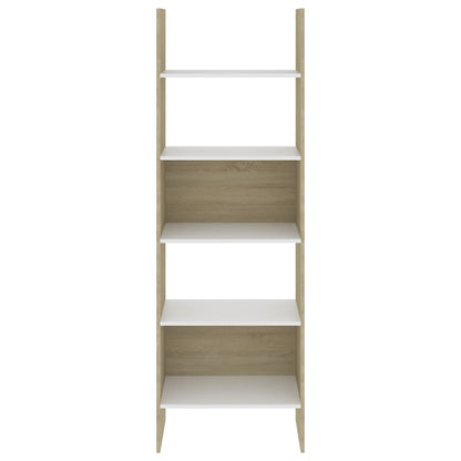 Libreria Bianca e Rovere Sonoma 60x35x180 cm Legno Multistrato