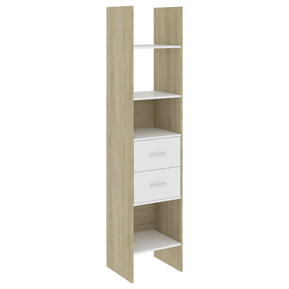 Libreria Bianca e Rovere Sonoma 40x35x180 cm Legno Multistrato