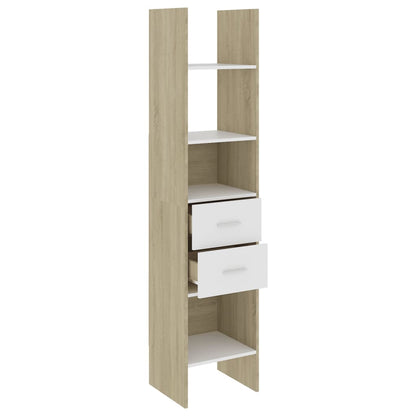 Libreria Bianca e Rovere Sonoma 40x35x180 cm Legno Multistrato