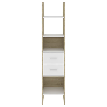Libreria Bianca e Rovere Sonoma 40x35x180 cm Legno Multistrato