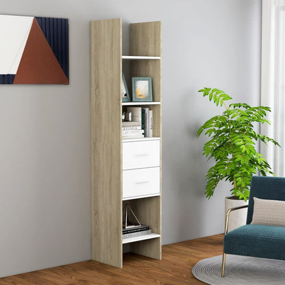 Libreria Bianca e Rovere Sonoma 40x35x180 cm Legno Multistrato