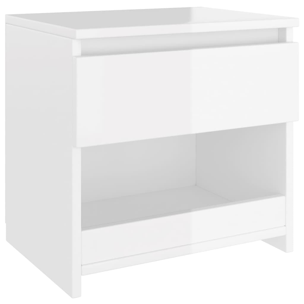 Comodini 2pz Bianco Lucido 40x30x39 cm in Legno Multistrato