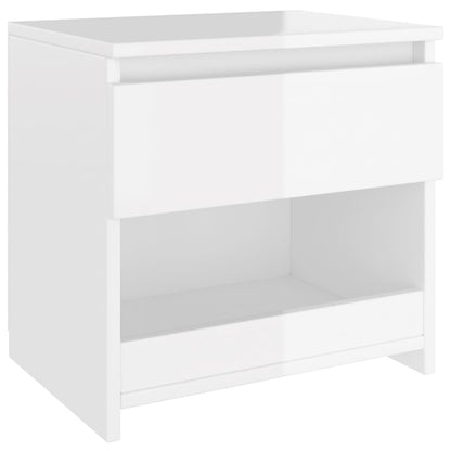 Comodini 2pz Bianco Lucido 40x30x39 cm in Legno Multistrato