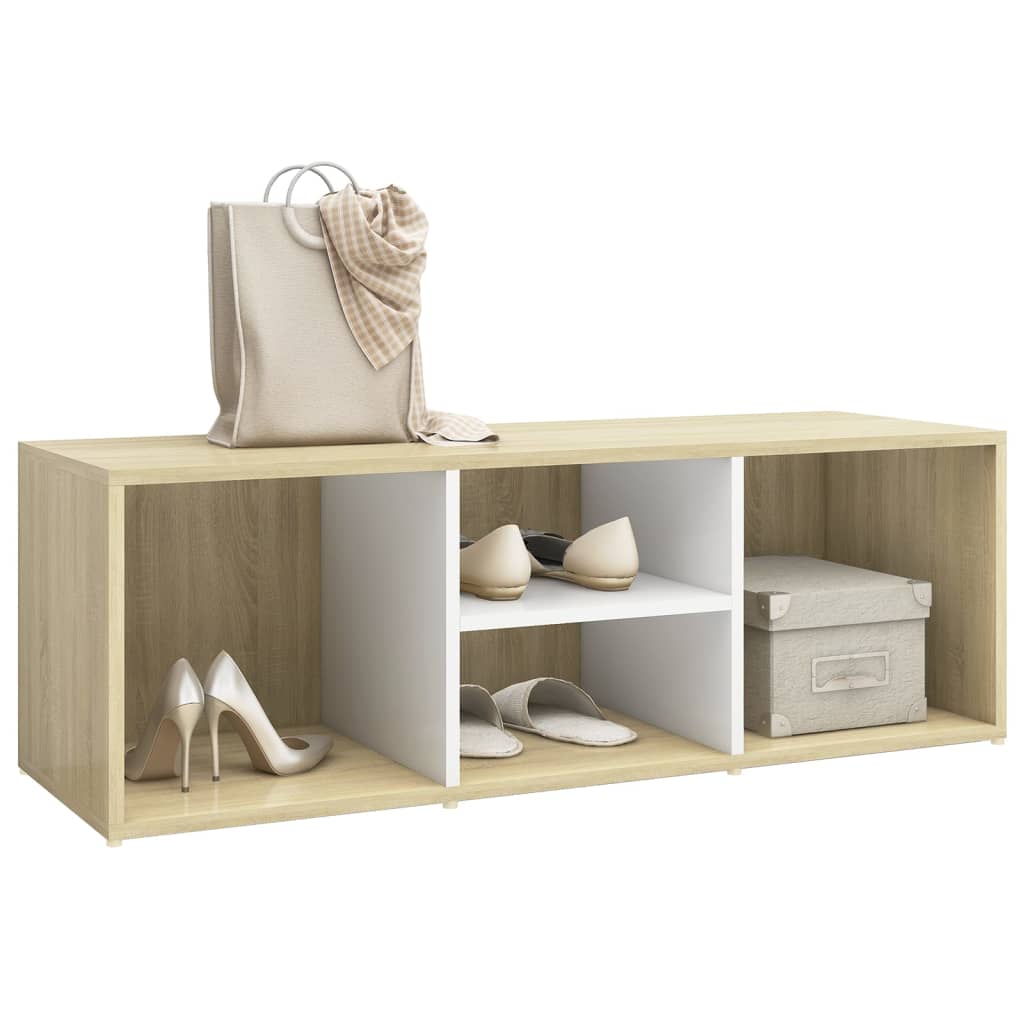Panca Porta Scarpe Bianca Rovere Sonoma 105x35x35cm Multistrato