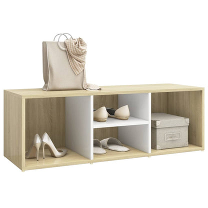 Panca Porta Scarpe Bianca Rovere Sonoma 105x35x35cm Multistrato