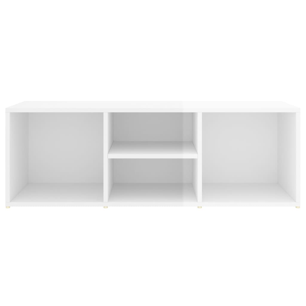 Panca Porta Scarpe Bianco Lucido 105x35x35 cm Legno Multistrato