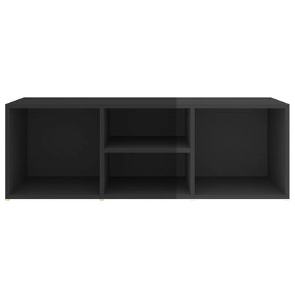 Panca Porta Scarpe Nero Lucido 105x35x35 cm Legno Multistrato