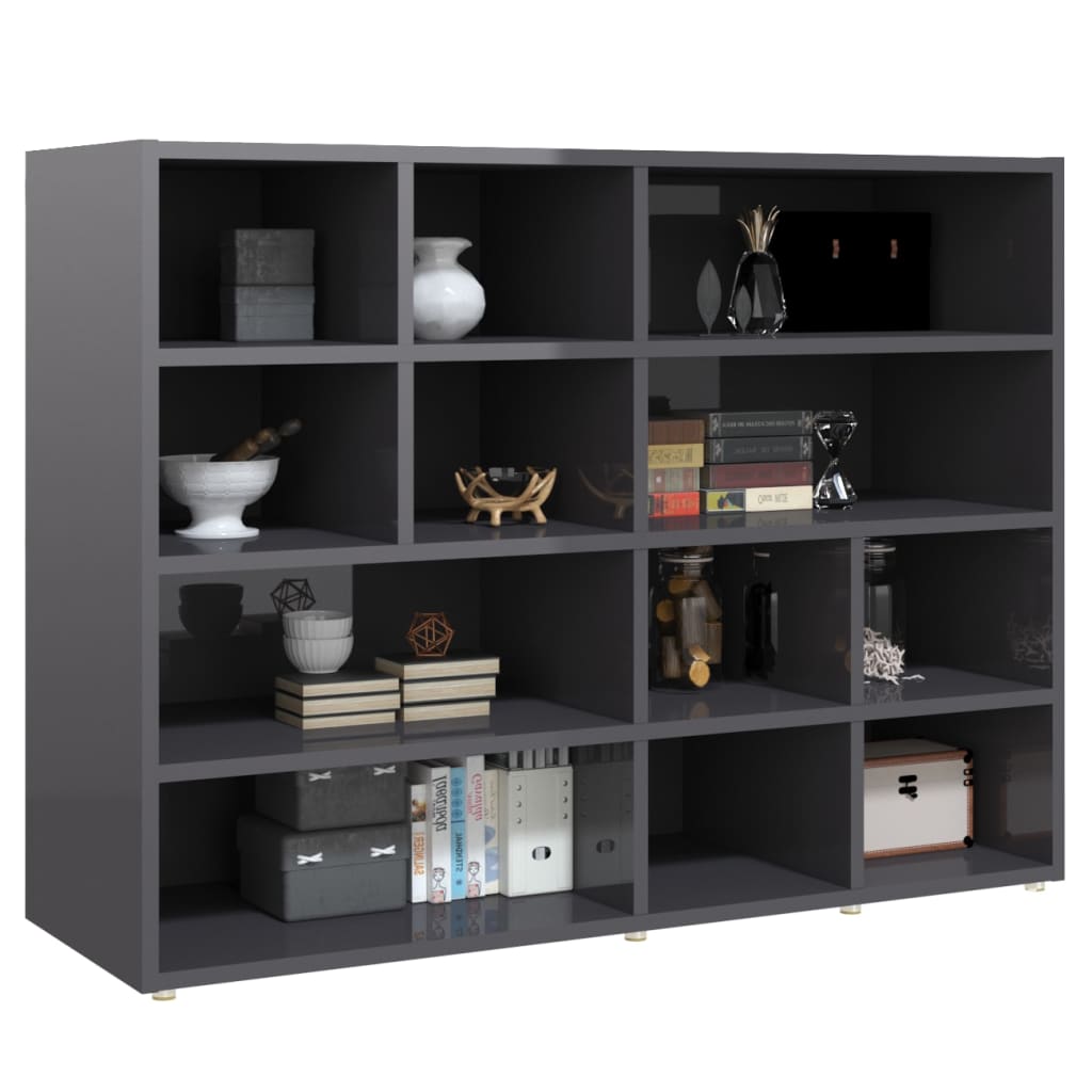 Credenza Grigio Lucido 97x32x72 cm in Legno Multistrato