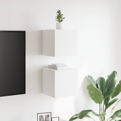 Mobili Porta TV a Parete 2pz Bianchi 30,5x30x30 cm
