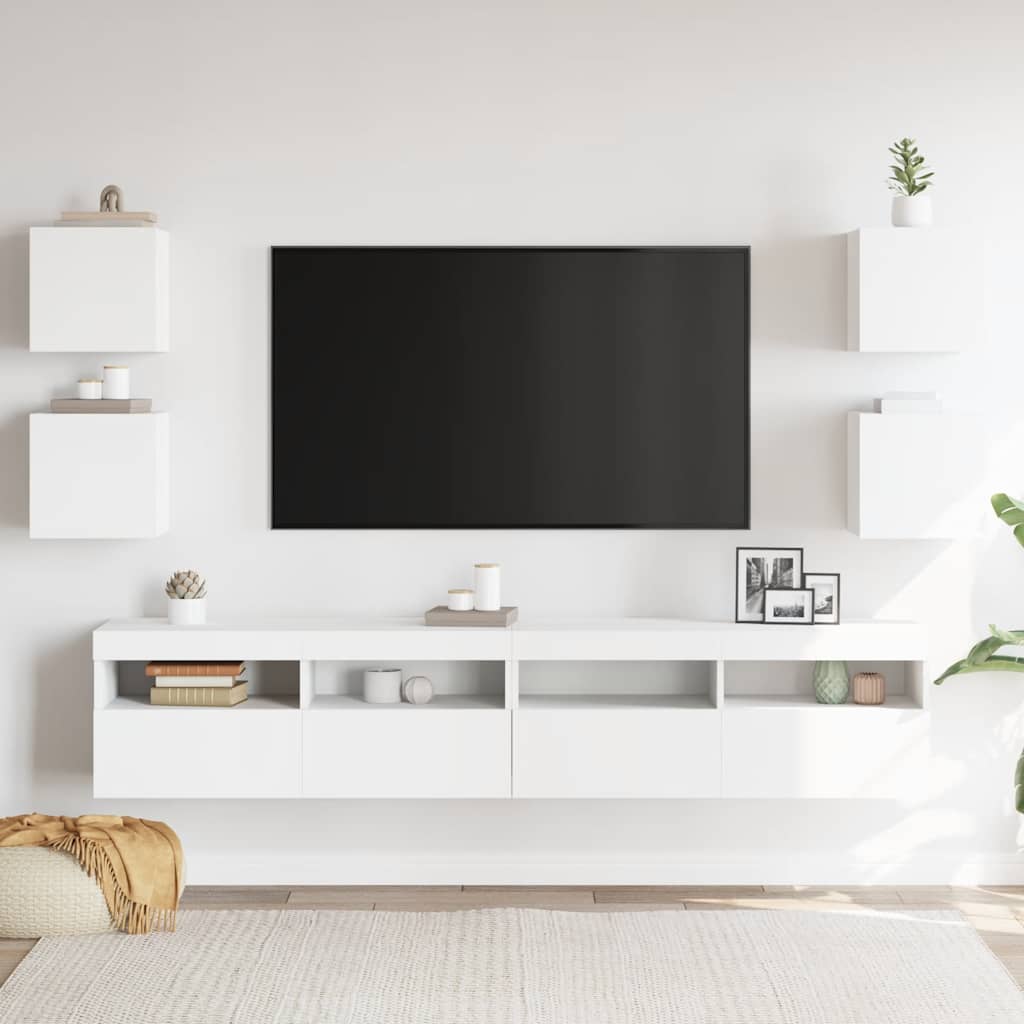 Mobili Porta TV a Parete 4pz Bianchi 30,5x30x30 cm