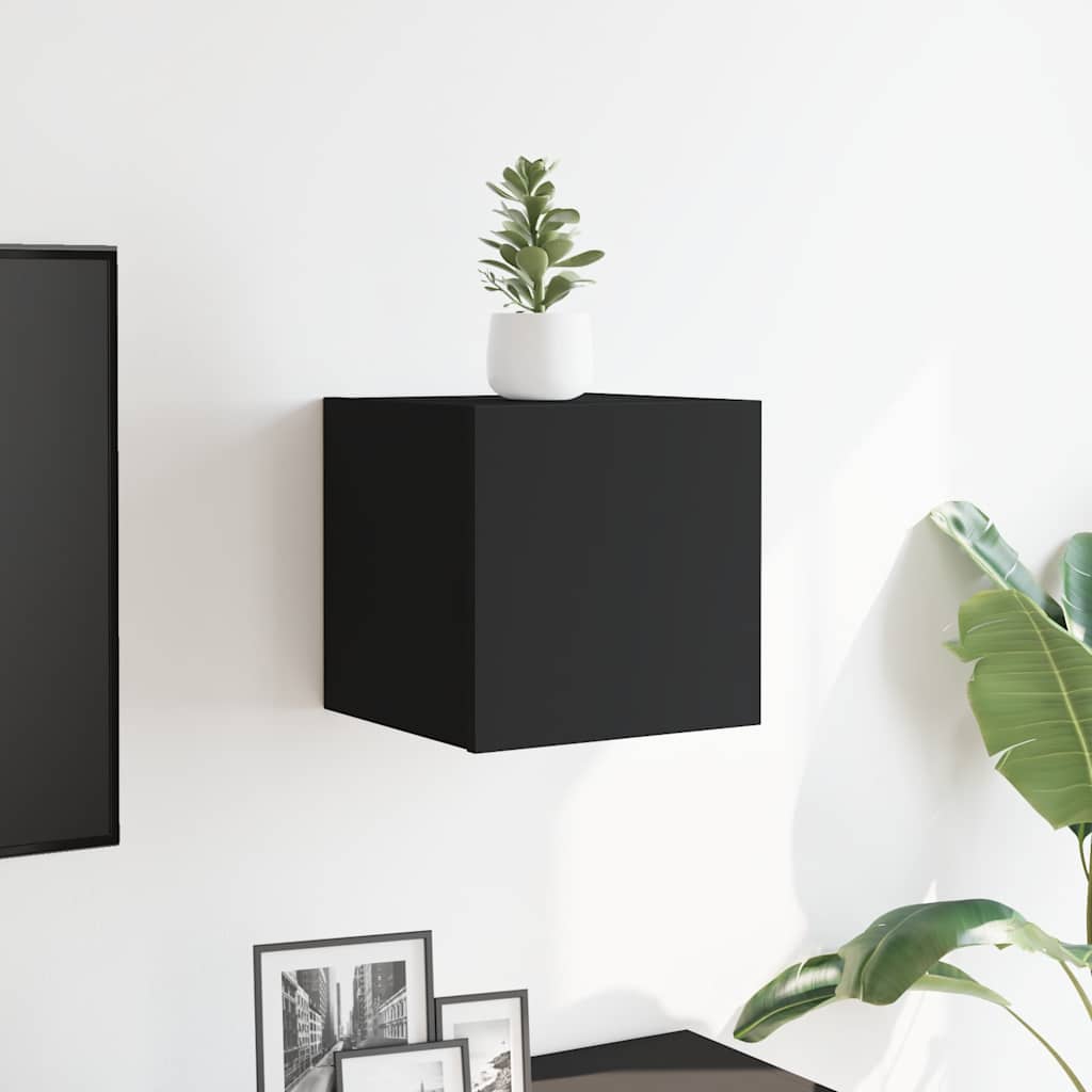 Mobile Porta TV a Parete Nero 30,5x30x30 cm