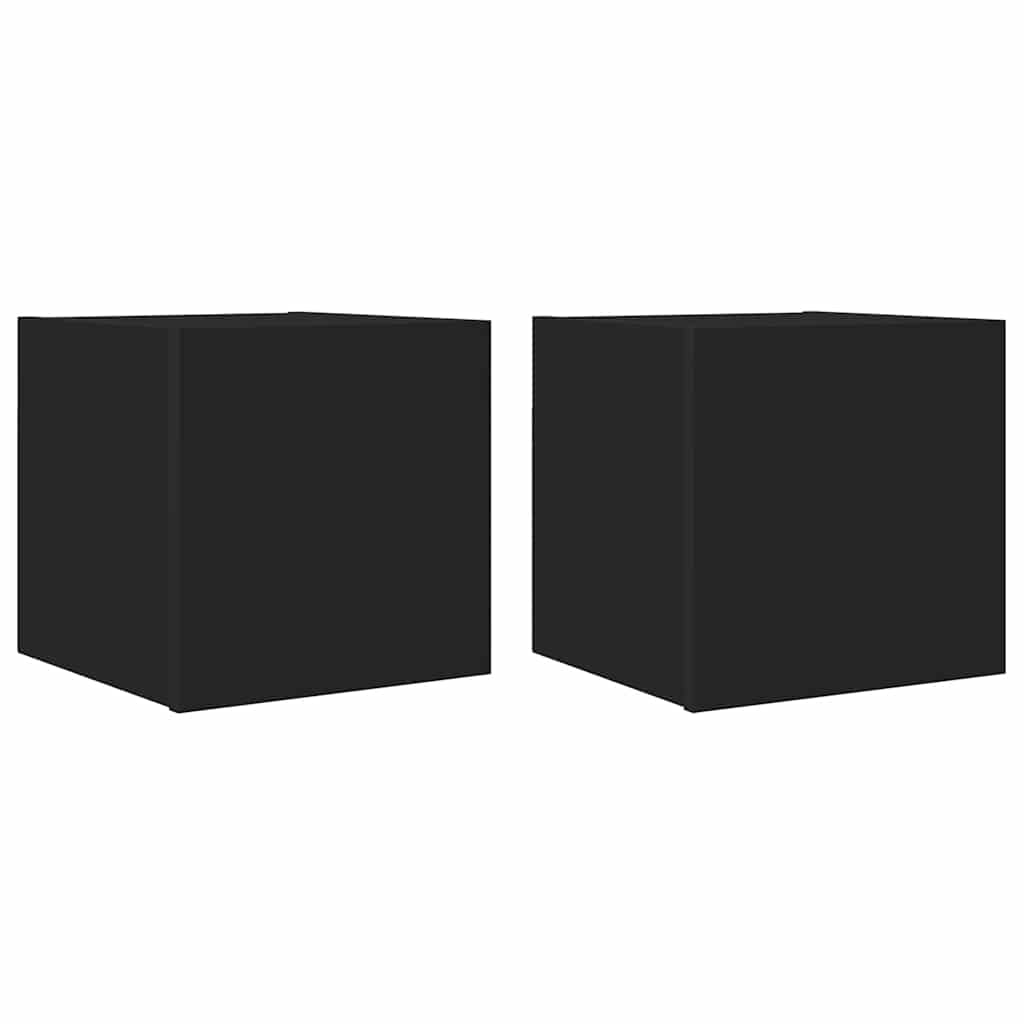 Mobili Porta TV a Parete 2pz Neri 30,5x30x30 cm