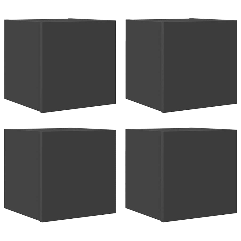 Mobili Porta TV a Parete 4pz Grigi 30,5x30x30 cm