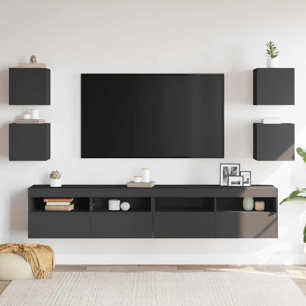 Mobili Porta TV a Parete 4pz Grigi 30,5x30x30 cm