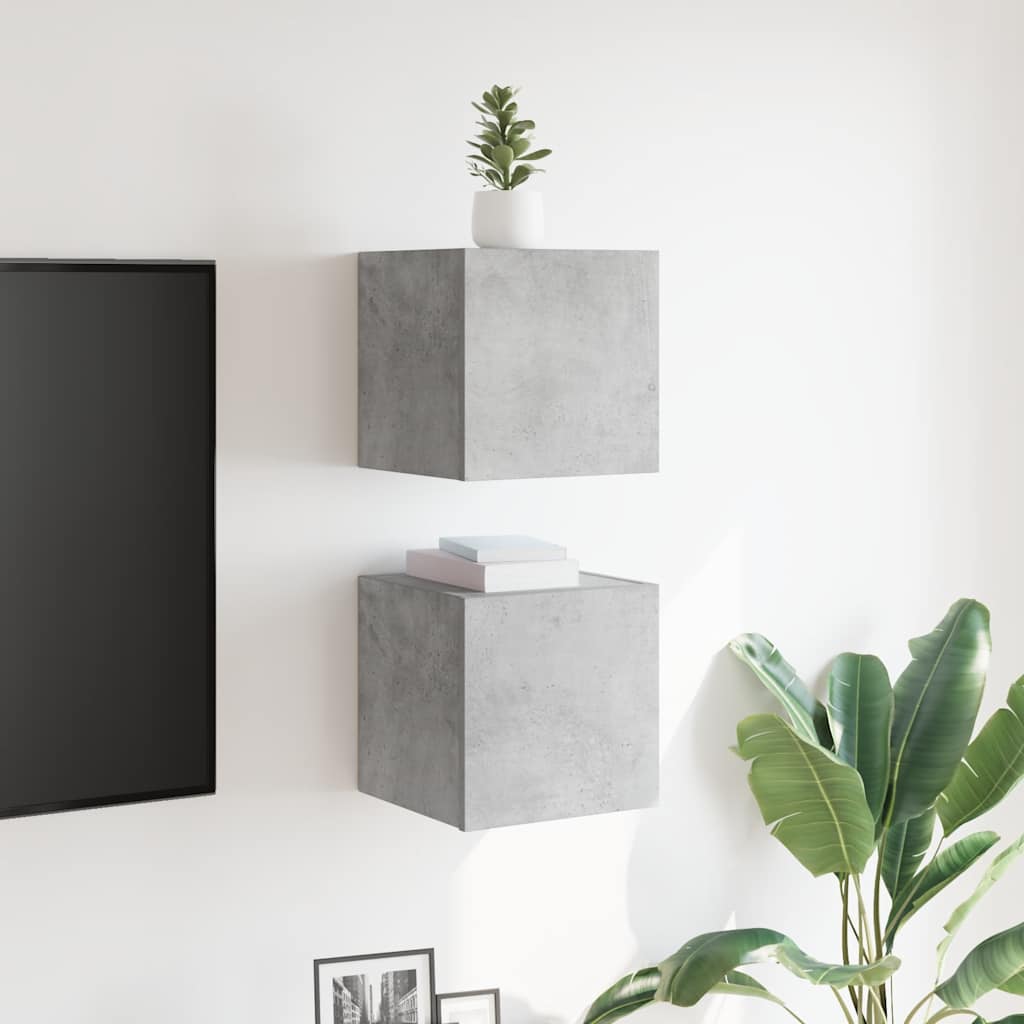 Mobili Porta TV a Parete 2pz Grigio Cemento 30,5x30x30 cm