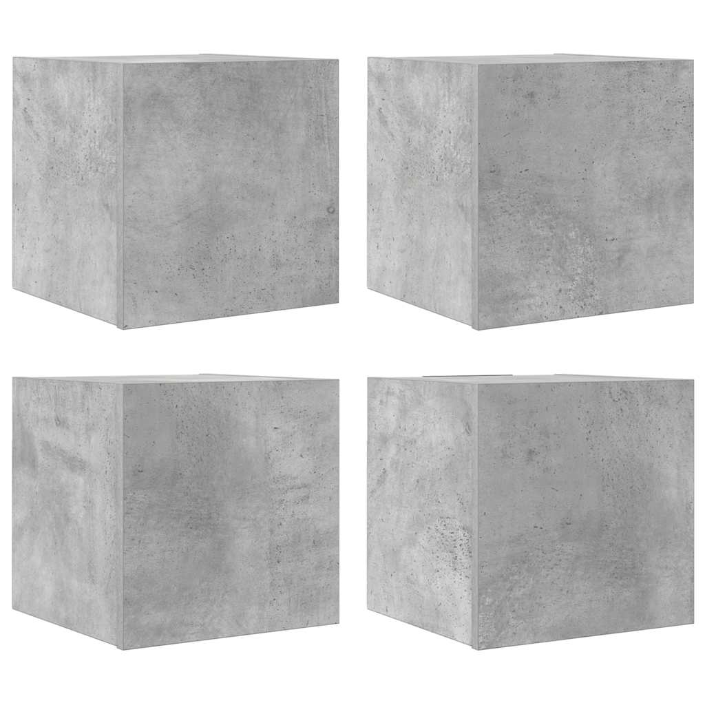 Mobili Porta TV a Parete 4pz Grigio Cemento 30,5x30x30 cm