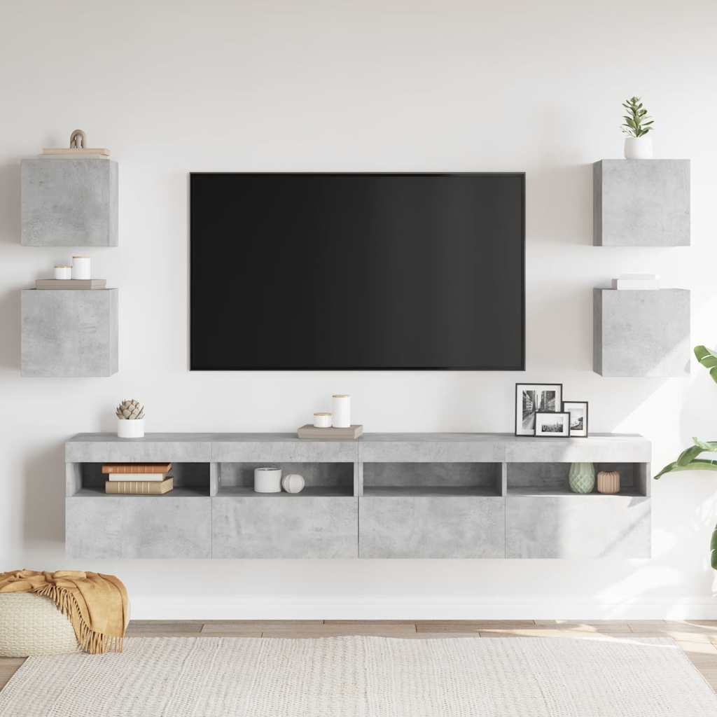 Mobili Porta TV a Parete 4pz Grigio Cemento 30,5x30x30 cm