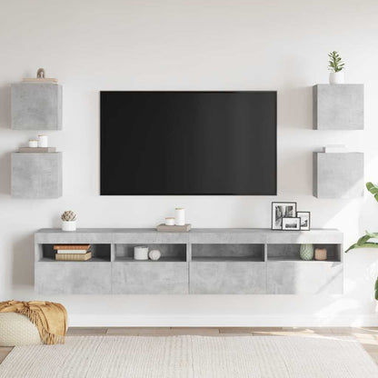 Mobili Porta TV a Parete 4pz Grigio Cemento 30,5x30x30 cm