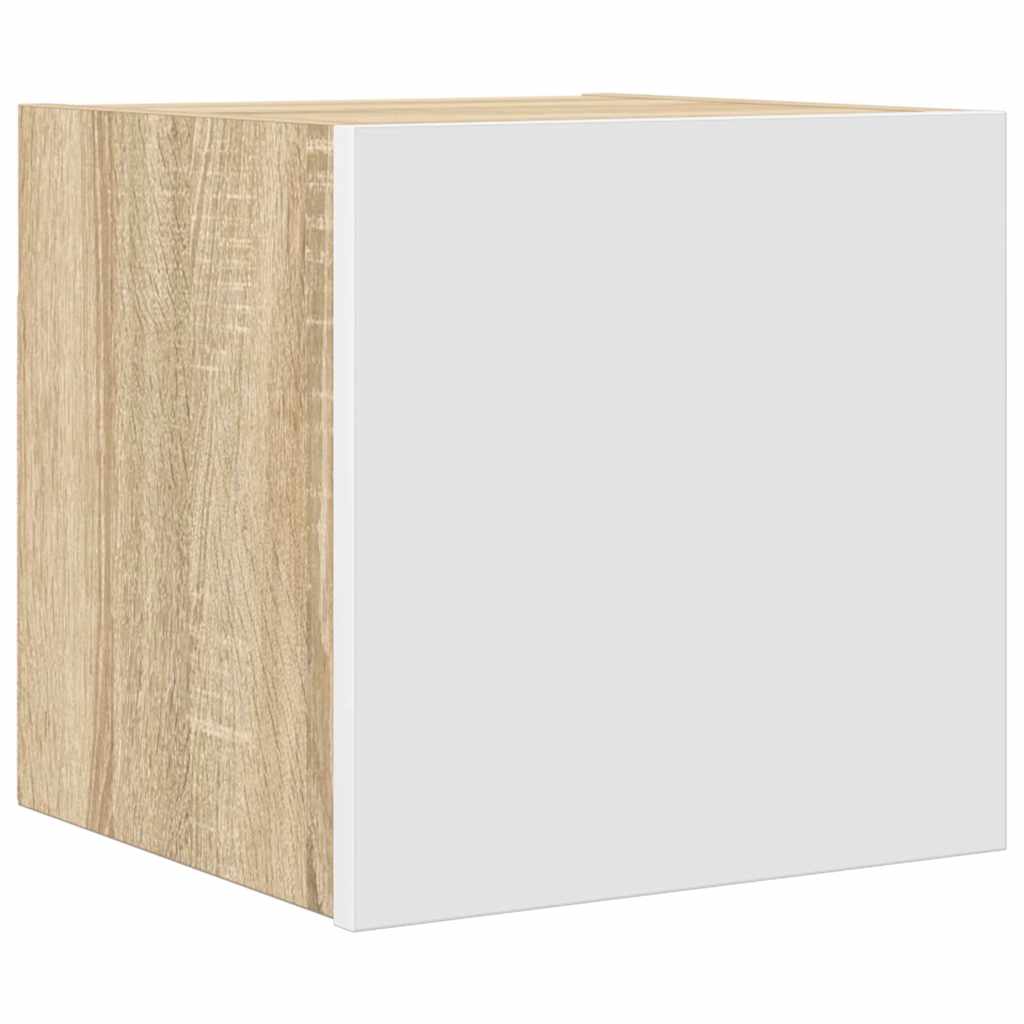 Mobile Porta TV a Parete Bianco e Rovere Sonoma 30,5x30x30 cm