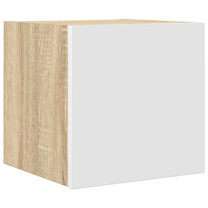 Mobile Porta TV a Parete Bianco e Rovere Sonoma 30,5x30x30 cm