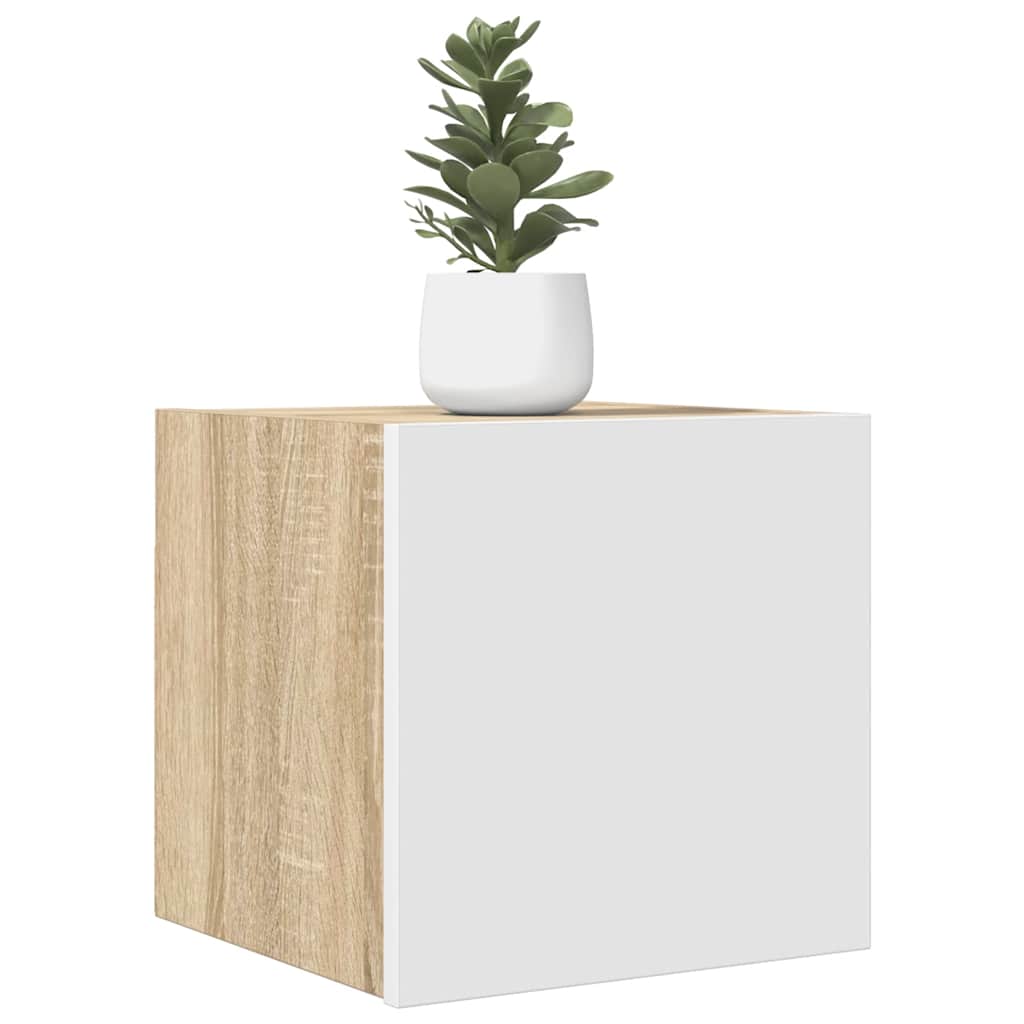 Mobile Porta TV a Parete Bianco e Rovere Sonoma 30,5x30x30 cm