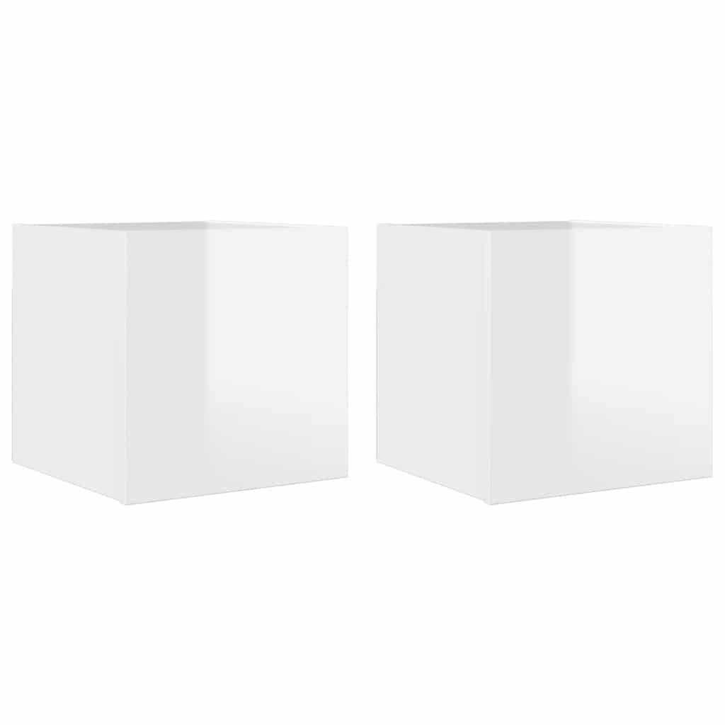 Mobili Porta TV a Parete 2pz Bianco Lucido 30,5x30x30 cm