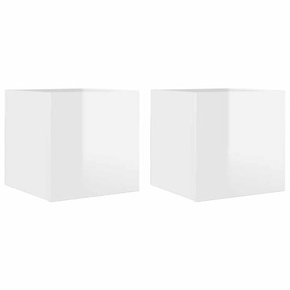 Mobili Porta TV a Parete 2pz Bianco Lucido 30,5x30x30 cm