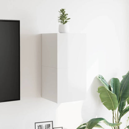 Mobili Porta TV a Parete 2pz Bianco Lucido 30,5x30x30 cm