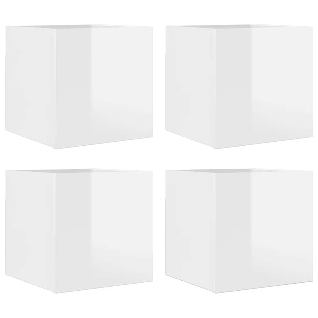 Mobili Porta TV a Parete 4pz Bianco Lucido 30,5x30x30 cm