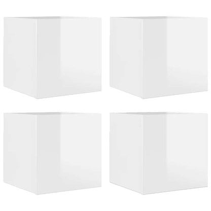 Mobili Porta TV a Parete 4pz Bianco Lucido 30,5x30x30 cm