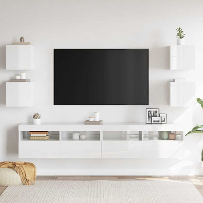 Mobili Porta TV a Parete 4pz Bianco Lucido 30,5x30x30 cm