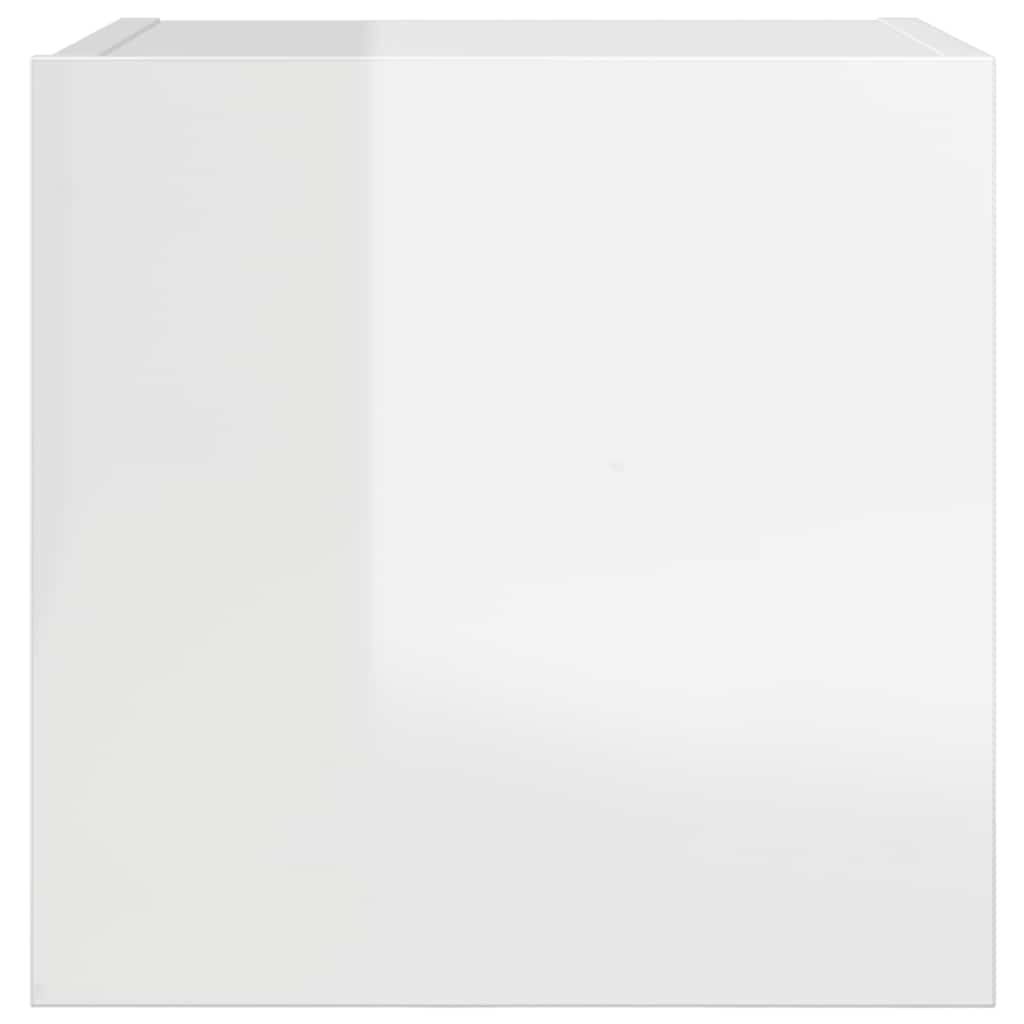 Mobili Porta TV a Parete 4pz Bianco Lucido 30,5x30x30 cm