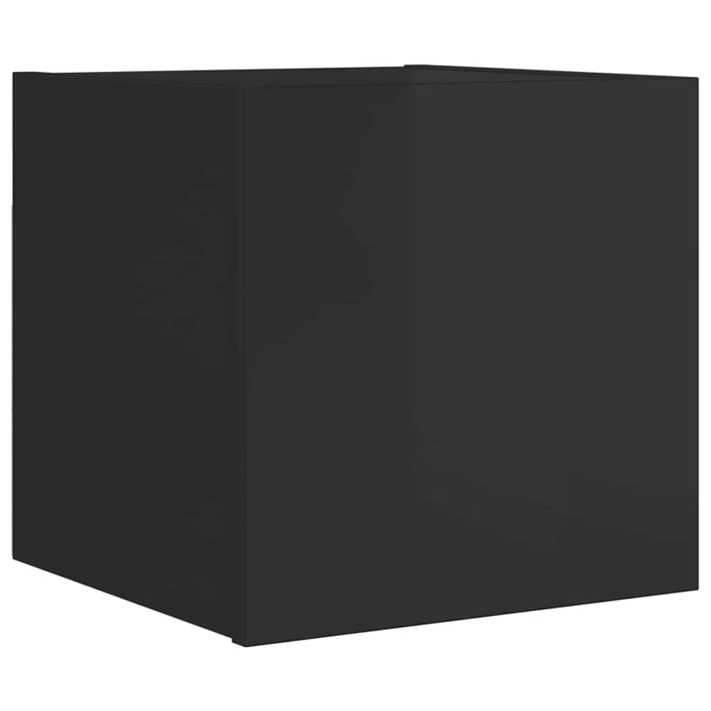 Mobile Porta TV a Parete Nero Lucido 30,5x30x30 cm