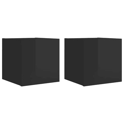 Mobili Porta TV a Parete 2pz Nero Lucido 30,5x30x30 cm