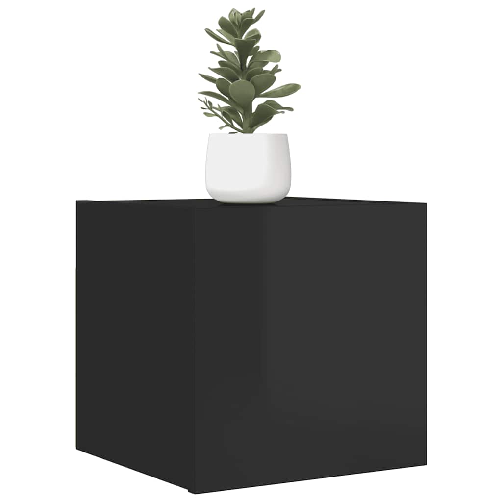Mobili Porta TV a Parete 2pz Nero Lucido 30,5x30x30 cm