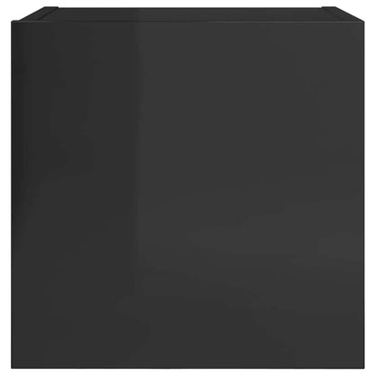 Mobili Porta TV a Parete 4pz Nero Lucido 30,5x30x30 cm