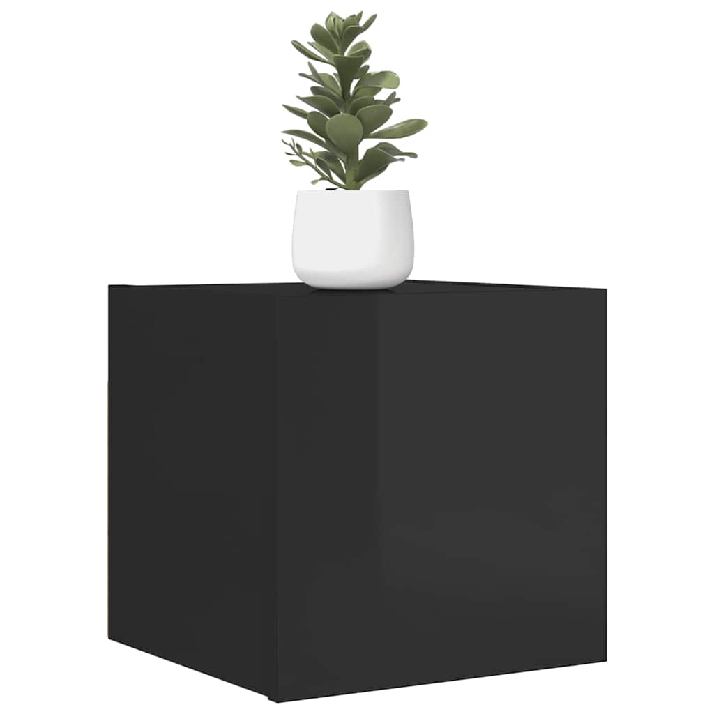 Mobili Porta TV a Parete 4pz Nero Lucido 30,5x30x30 cm