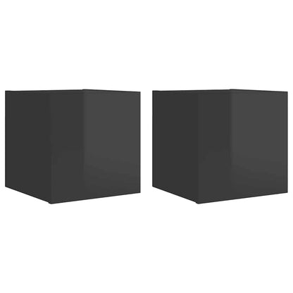 Mobili Porta TV a Parete 2pz Grigio Lucido 30,5x30x30 cm