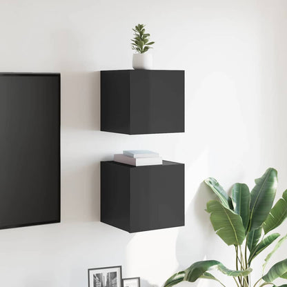 Mobili Porta TV a Parete 2pz Grigio Lucido 30,5x30x30 cm