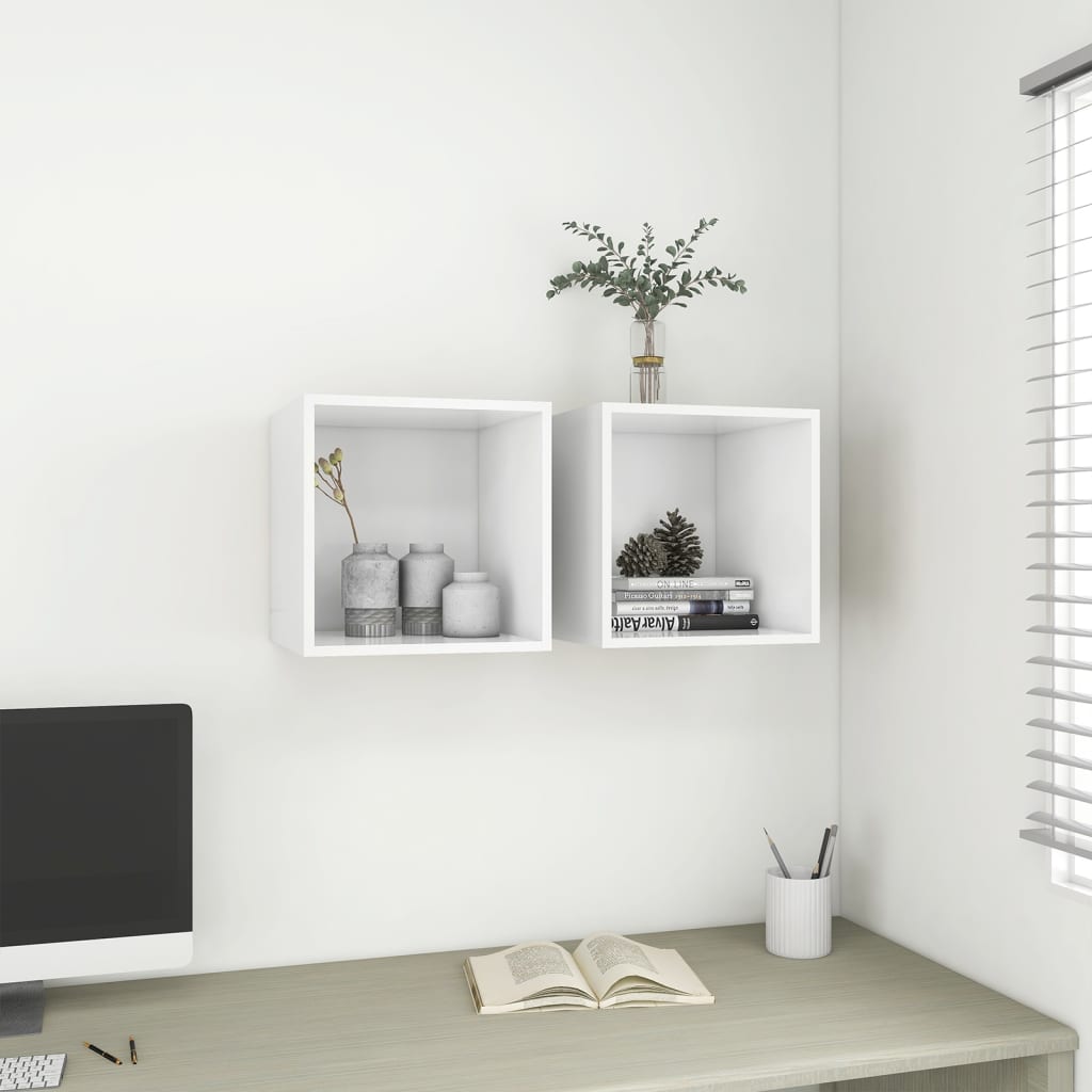 Mobili a Muro 2pz Bianchi 37x37x37 cm in Legno Multistrato