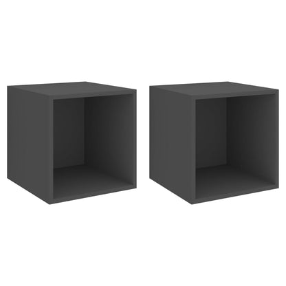 Mobili a Muro 2pz Grigi 37x37x37 cm in Legno Multistrato