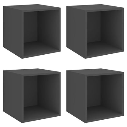 Mobili a Muro 4pz Grigi 37x37x37 cm in Legno Multistrato