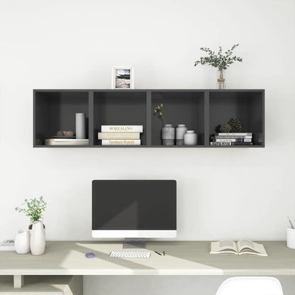 Mobili a Muro 4pz Grigi 37x37x37 cm in Legno Multistrato