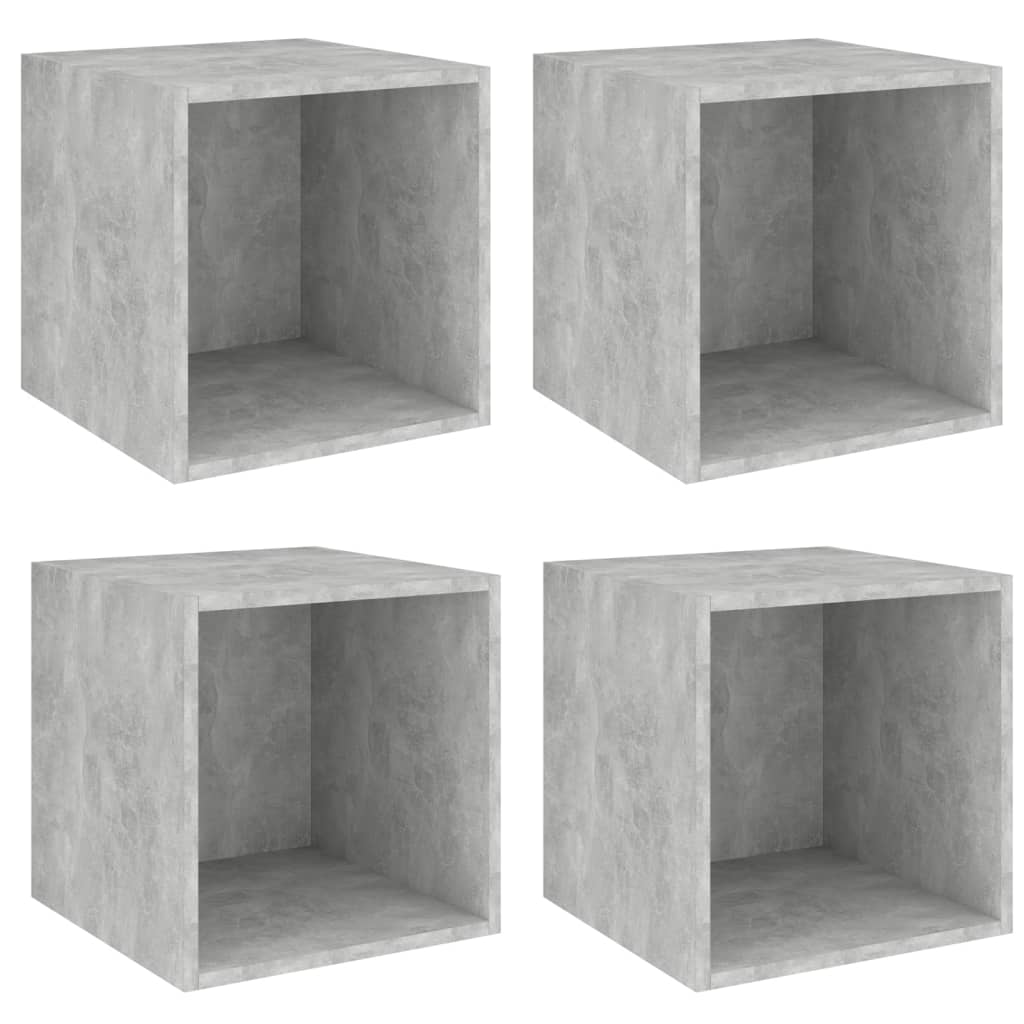 Mobili a Muro 4pz Grigio Cemento 37x37x37 cm Legno Multistrato