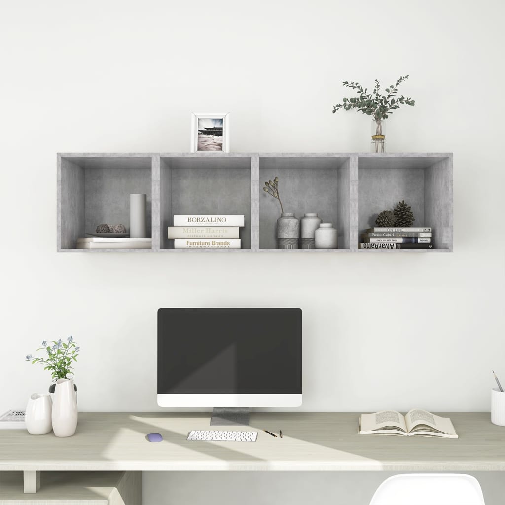 Mobili a Muro 4pz Grigio Cemento 37x37x37 cm Legno Multistrato