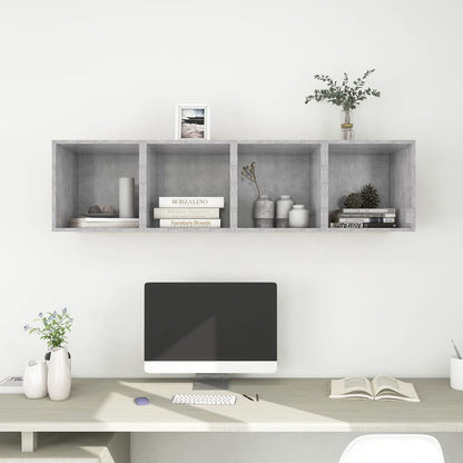 Mobili a Muro 4pz Grigio Cemento 37x37x37 cm Legno Multistrato