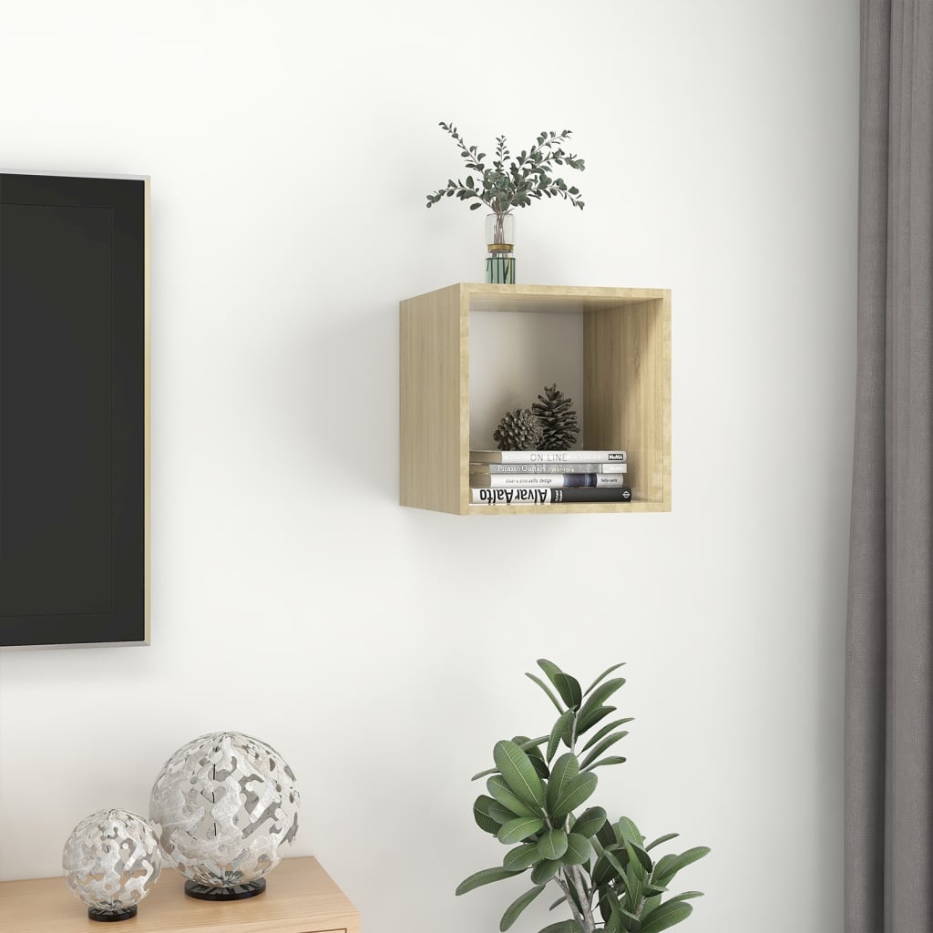 Mobile a Muro Bianco Rovere Sonoma 37x37x37cm Legno Multistrato
